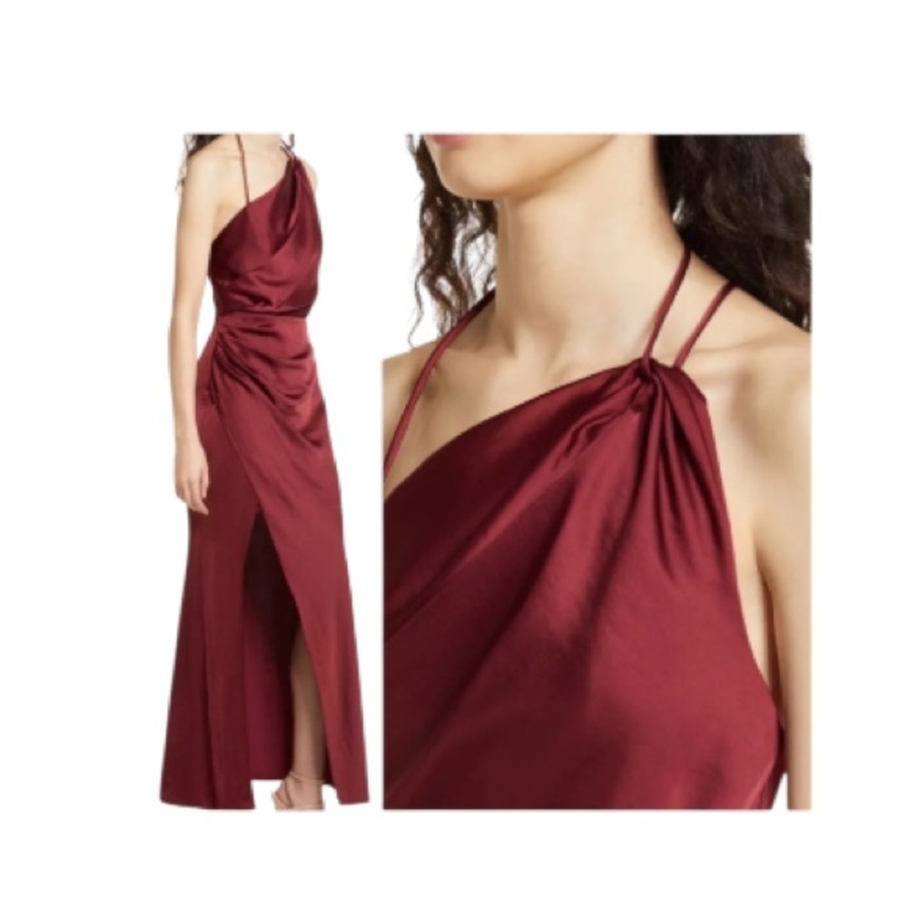 Significant Other Gracie One-Shoulder Cocktail Maxi Dress New Size 6 Burgundy